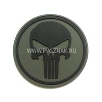 Шеврон "Каратель" (Punisher), PVC на велкро, 80x80 мм (черный на оливе)