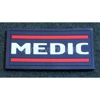 Шеврон "MEDIC", PVC на велкро, 70x35 мм (белый с красным на черном)