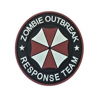 Шеврон "Zombie outbreak team umbrella", PVC на велкро (красный)