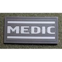 Шеврон "MEDIC", PVC на велкро, 70x35 мм (серый на черном)