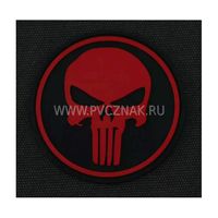 Шеврон "Каратель" (Punisher), PVC на велкро, 80x80 мм (красный на черном)