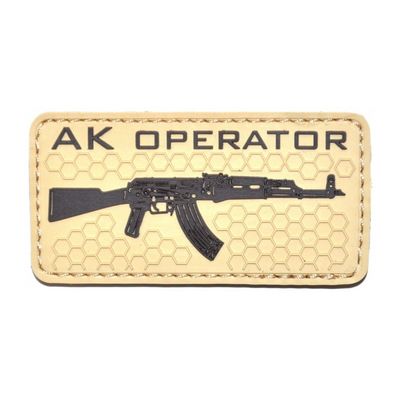 Шеврон "AK Operator", PVC на велкро, 80x40 мм (Tan)