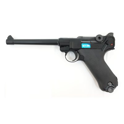 Страйкбольный пистолет WE Luger P08 6" Black (WE-P002)