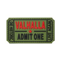 Шеврон "Valhalla admit one", PVC на велкро (олива)