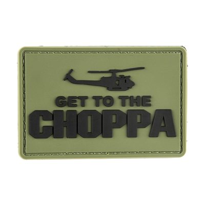 Шеврон "Get to the Chopper", PVC на велкро, 75x50 мм (Olive)